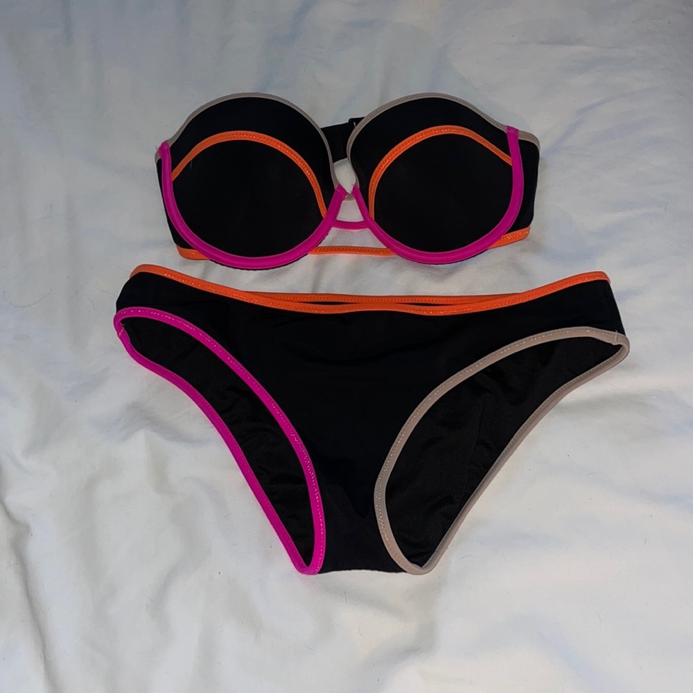 Victoria’s Secret Bandeau neon swimsuit